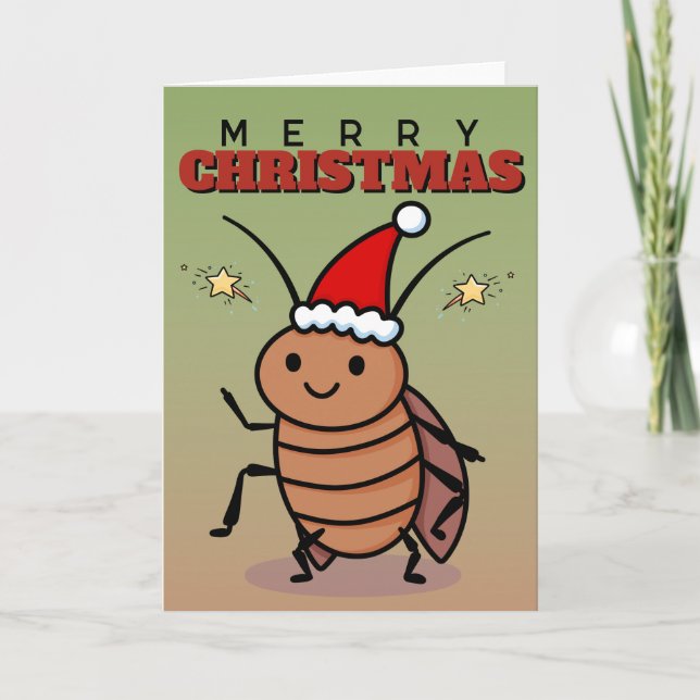 Merr jul Cockroach Wearing A Santa Hat Kort (Framsida)