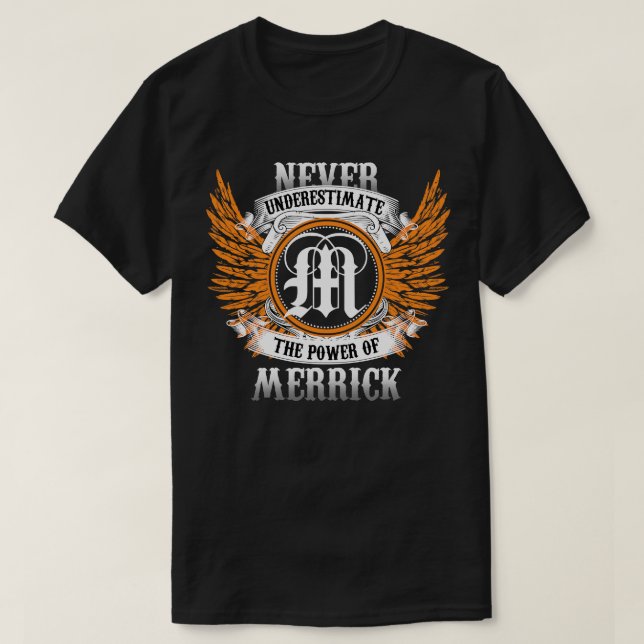 Merrick Namn Shirt underskattar aldrig kraftverket T (Design framsida)