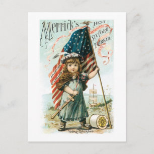 Merricks Thread Girl med USA flagga Vykort
