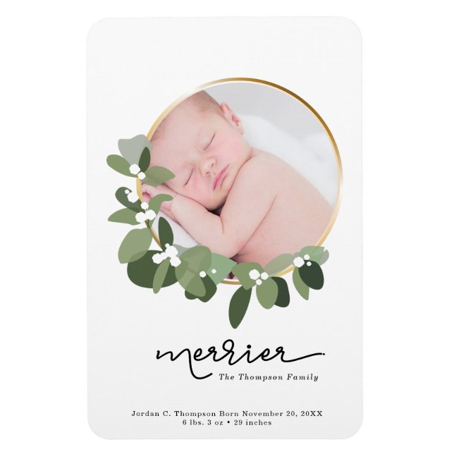 Merrier Jul Baby Birth Notice Magnet (Vertikal)