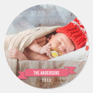 Merrier Jul Helgdag Photo Sticker Runt Klistermärke