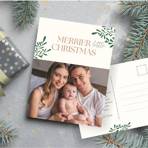 Merrier Little jul One Photo Greenery Lining Helg Vykort