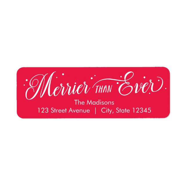 Merrier than ever EDITABLE FÄRG Helgdag Adress Returadress Etikett (Framsidan)