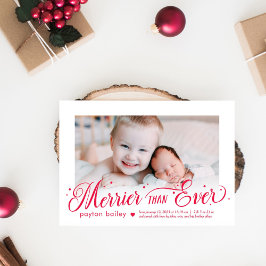 Merrier than ever EDITABLE FÄRG Nyfödd bebis Julkort