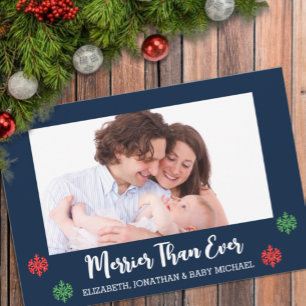 Merrier Than Nyfödd bebis Photo Snowflake Julkort