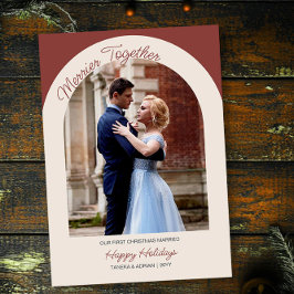 Merrier Together Arch Photo Simple Modern Julkort