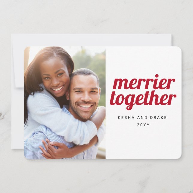Merrier Together Fold Font Jul Bröllop Photo Spara Datumet (Framsida)