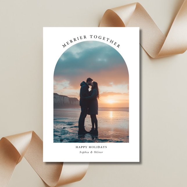 Merrier Together jul Beach Arch Photo Julkort (Skapare uppladdad)