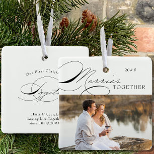 Merrier Together Photo and Elegant Calligraphy Julgransprydnad Keramik