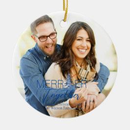 Merrier Together Script Pagoda Blue jul Julgransprydnad Keramik