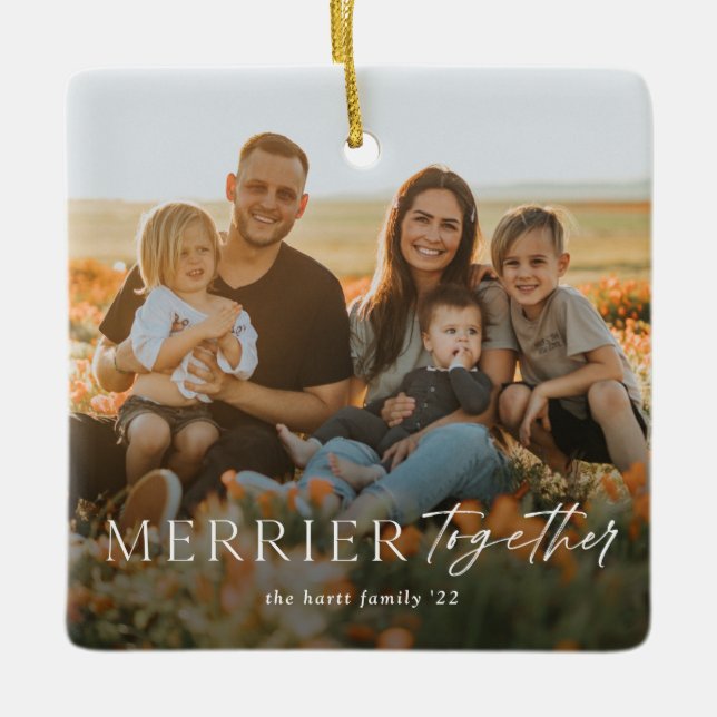 Merrier Together Script Photo God jul Julgransprydnad Keramik (Framsida)