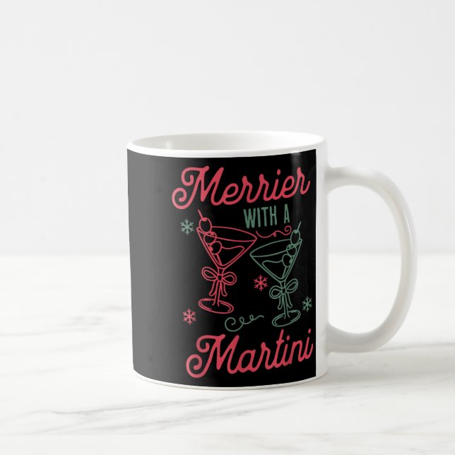 Merrier With A Martini Christmas Tail Xmas Martini Kaffemugg (Höger)