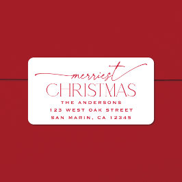 Merriest Christmas Elegant Holiday Return Address Adressetikett