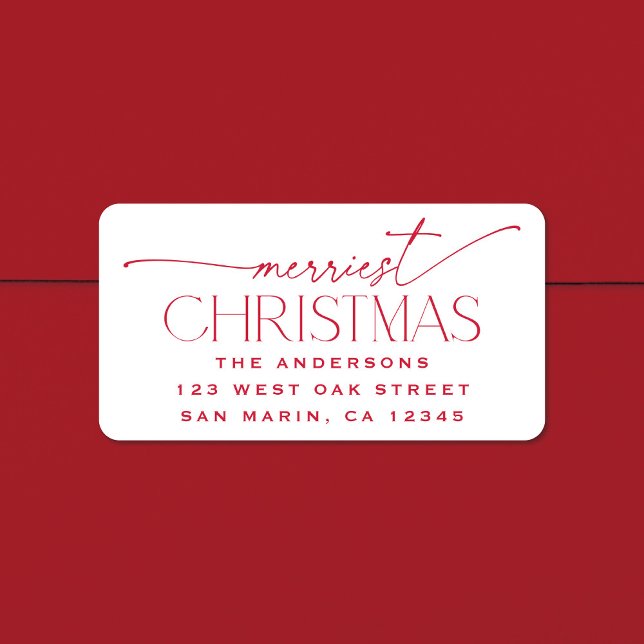 Merriest Christmas Elegant Holiday Return Address Adressetikett (Skapare uppladdad)