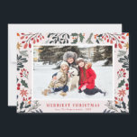 MERRIEST CHRISTMAS | Underbart löv Julkort<br><div class="desc">Det här hälsningskortet har en underbar röd bakgrund och vintern lövning mönster. Du kan anpassa textinformationen och färg.</div>