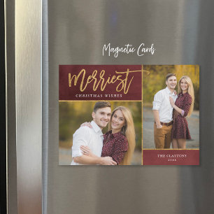 Merriest Faux Foil 2 Photo Magnetic jul Card