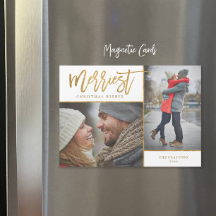 Merriest Faux Foil 2 Photo Magnetic jul Card
