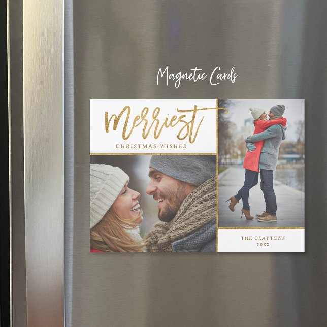 Merriest Faux Foil 2 Photo Magnetic jul Card (Skapare uppladdad)