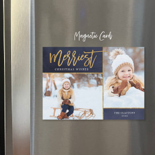 Merriest Faux Foil 2 Photo Magnetic jul Card