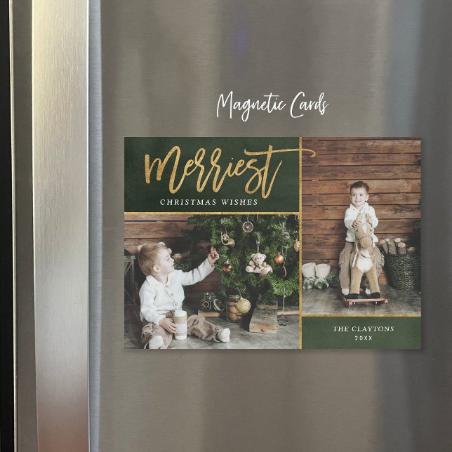 Merriest Faux Foil 2 Photo Magnetic jul Card (Skapare uppladdad)