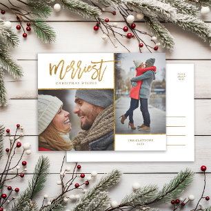 Merriest Faux Gold Foil 2 Photo Helg Vykort