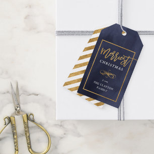 Merriest Faux Gold Foil Personlig jul Presentetikett
