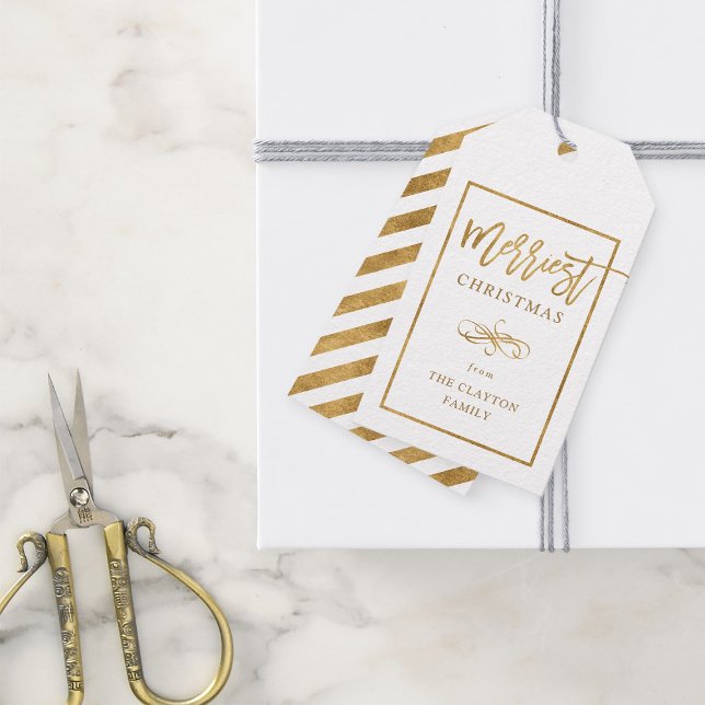 Merriest Faux Gold Foil Personlig jul Presentetikett (Skapare uppladdad)