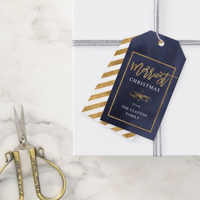 Merriest Faux Gold Foil Personlig jul Presentetikett (Skapare uppladdad)