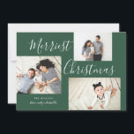 Merriest jul 3 Photo Collage Julkort<br><div class="desc">Det här helgdag för multifotokollage är festligt,  snyggt och fullständigt anpassade. Anpassa med egna foton och egen text. Kommer med en matchande polka-dot mönster på baksidan.</div>