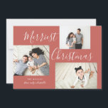 Merriest jul 3 Photo Collage Julkort<br><div class="desc">Det här helgdag för multifotokollage är festligt,  snyggt och fullständigt anpassade. Anpassa med egna foton och egen text. Kommer med en matchande polka-dot mönster på baksidan.</div>