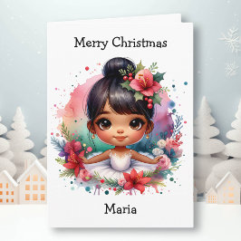Merriest jul Ballerina Coloring Page Girl Kort