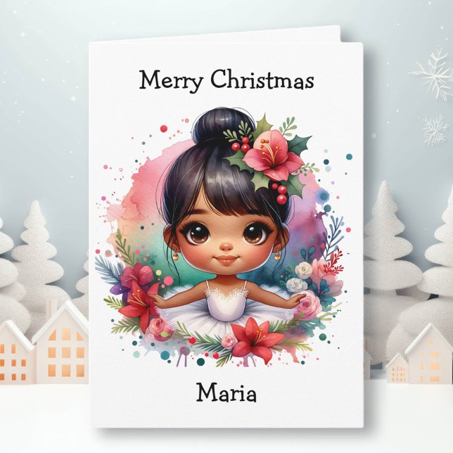 Merriest jul Ballerina Coloring Page Girl Kort (Skapare uppladdad)