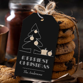 Merriest jul Black Presentetikett