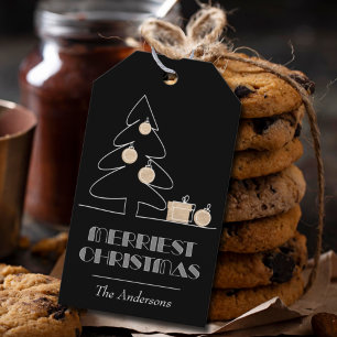 Merriest jul Black Presentetikett