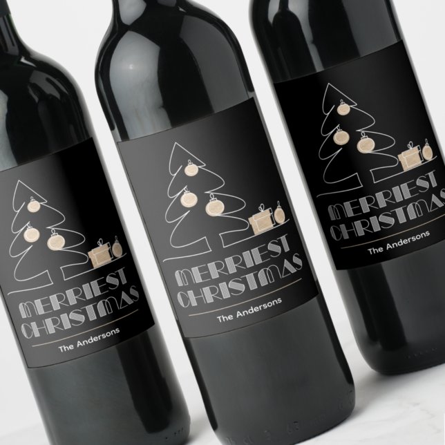 Merriest jul Black Vinflaska Etikett (Skapare uppladdad)