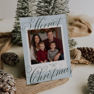Merriest jul Calligraphy Photo Julkort