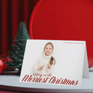 Merriest jul-Chicen Red Script Photo Overlay Helgkort