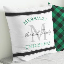 Merriest jul-Grönten Family Monogram-Helgdag