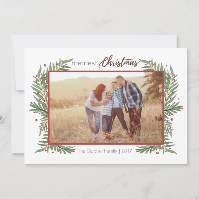 Merriest jul Holly Card Julkort (Framsida)