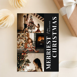 Merriest jul Modern Black Script Photo Julkort