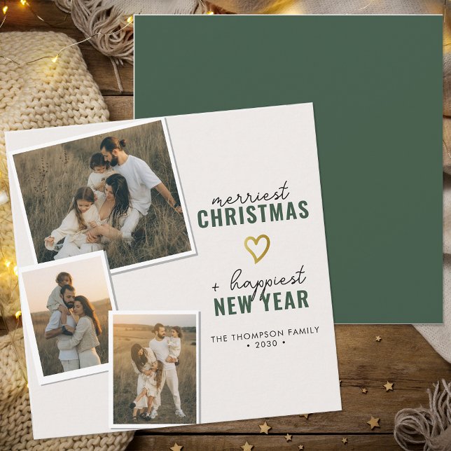 Merriest jul Modern Boho Family Photo Square Julkort (Skapare uppladdad)