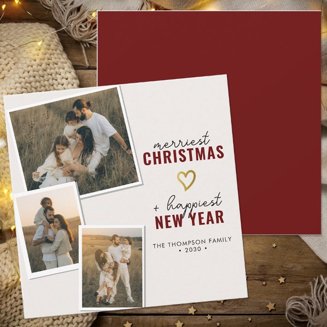 Merriest jul Modern Boho Family Photo Square Julkort (Skapare uppladdad)