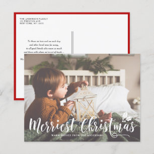 Merriest jul Modern Calligraphy Photo Helg Vykort