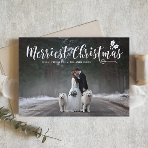 Merriest jul Modern Calligraphy Photo Helg Vykort