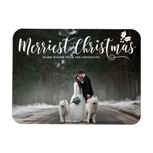 Merriest jul Modern Calligraphy Photo Magnet (Horisontell)