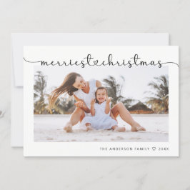 Merriest jul Modern Elegant Script Photo Julkort