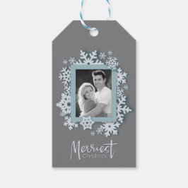 Merriest jul Modern Helgdag Stil Photo Presentetikett