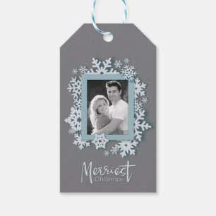 Merriest jul Modern Helgdag Stil Photo Presentetikett