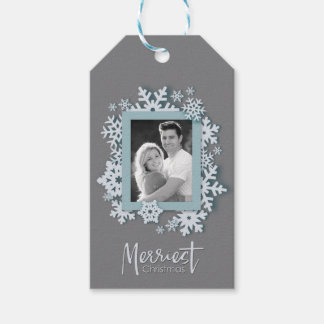 Merriest jul Modern Helgdag Stil Photo Presentetikett