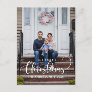 Merriest jul Modern Minimalist Family Photo Vykort